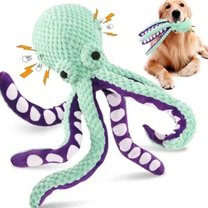 Pet plush octopus toy interactive sound